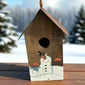 Birdhouse Vintage Handmade Snowman